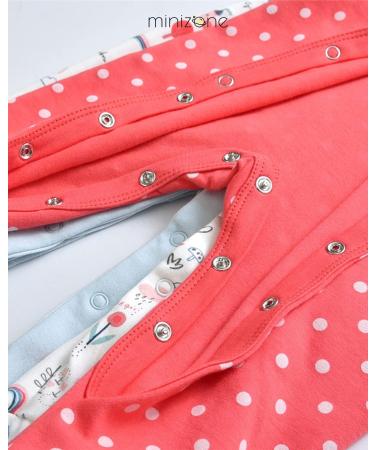 Cotton Baby Girl Rompers 3PCS Set | Long Sleeve Jumpsuits with Footies | Infant Sleepsuits 0-3 Months - Buy Online on GoSupps.com