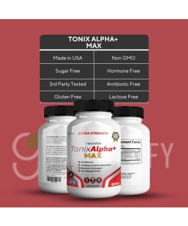 Tonix Alpha+ Max T-Booster Supplement 1505mg Herbal Complex 60 Capsules 30 Day Supply All Natural Vegan Friendly (1) - Buy Online on GoSupps.com