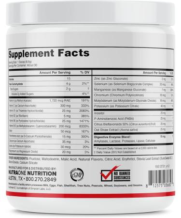 NutraOne Vitality Vitamin Powder Powdered Vitamin and Mineral Supplement (Fruit Punch - 30 Servings) - Buy Online on GoSupps.com