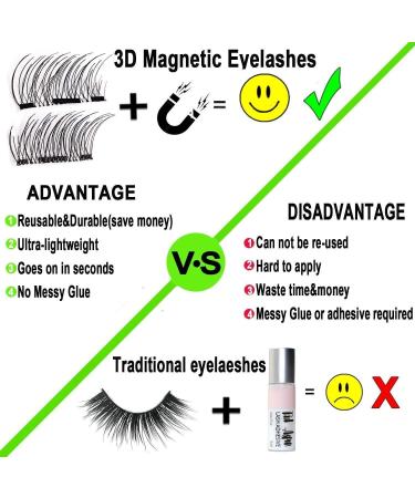 Magnetic Eyelashes - Reusable 3D False Lashes with 3 Magnets Soft & Natural Look | 8 Pieces with Tweezers No Glue Needed - Buy Online on GoSupps.com