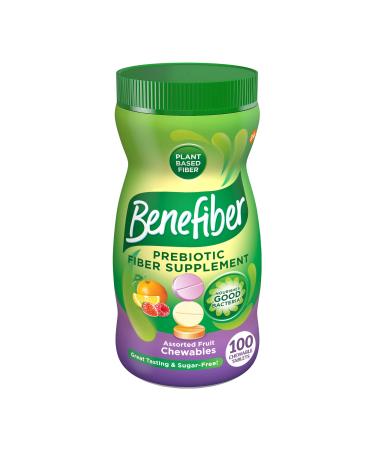 Benefiber Chewable Prebiotic Fiber Supplement Tablets for Digestive Health - Assorted Fruit - 100 Tablets