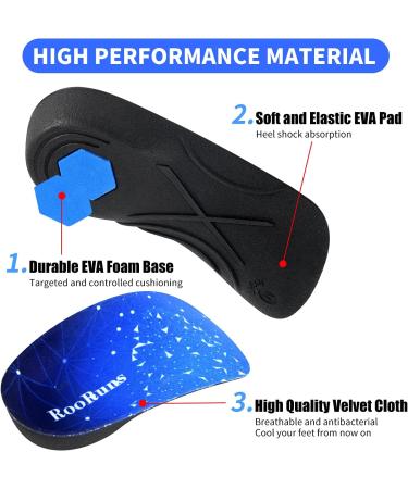 RooRuns Orthotic Inserts 3/4 Length - High Arch Support Insoles for Plantar Fasciitis Flat Feet & Heel Pain Relief | Men's 5-6 & Women's 6-7 - Perfect for Running & Sports - Buy Online on GoSupps.com