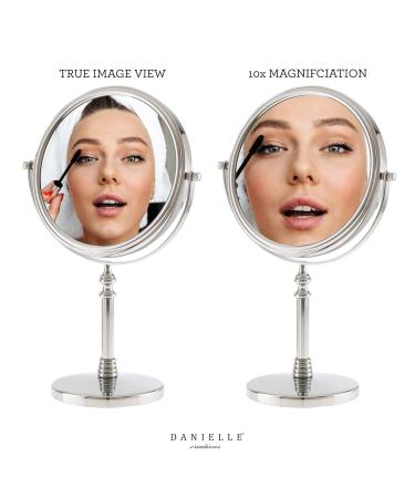Danielle Vanity Countertop Mirror | 1x and 10x Magnification | Silver Finish - Buy Online on GoSupps.com