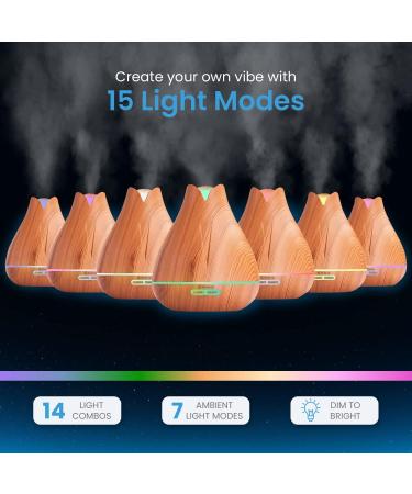 Aromatherapy Essential Oil Diffuser Gift Set - 400ml Ultrasonic Diffuser with 20 Oils - Timer, Light Settings - Light Wood Diffuser + 20 Essential Oils - Buy Online on GoSupps.com