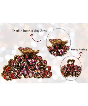 Crystal Rhinestone Hair Claw - Antique Silver Plated Metal Hair Clip for Thin & Thick Hair - Anti Slip Large Claw Clip - Hair Styling Accessory - Buy Online on GoSupps.com