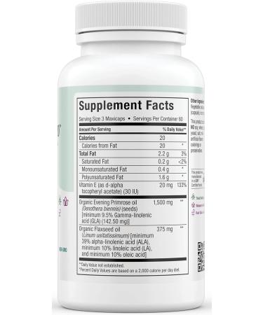 Maxi-Health Evening Primrose & Flax Seeds Oil Softgels - 180 Count Vegan Omega 3 6 9 Supplements for Skin, Hair & Joints - Kosher Certified Organic - Buy Online on GoSupps.com