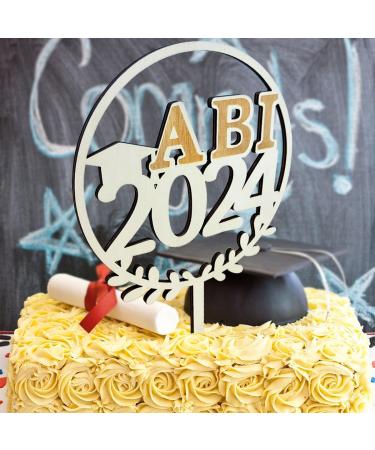 Abi 2024 Wooden Cake Topper Set | 3-Piece Abitur Graduation Decoration | Perfect for Graduation Parties & Celebrations - Buy Online on GoSupps.com