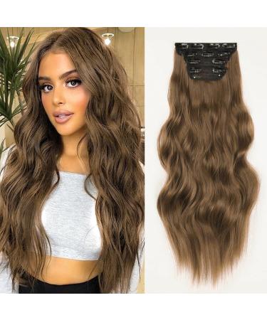 Yddm hair extensions clip in extensions wavy hair extension with clips full of head like real hair hair extreme clips cheap clip extensions synthetic hair part for women (20 inch 4pcs) 20 inch 10#