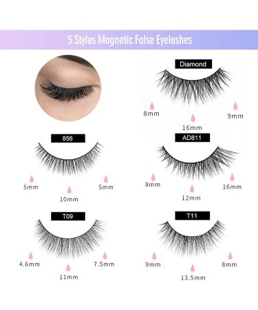 Magnetic Eyelashes and Magnetic Eyeliner Kit 5 Pairs 3D Reusable Magnetic False Lashes and 2 Tubes of Magnetic Eyeliner Easy to Wear Waterproof Long Lasting Natural Eyelashes - Buy Online on GoSupps.com