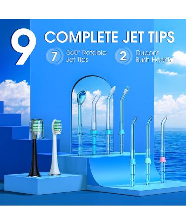 Water Flosser & Electric Toothbrush Combo | 600ml Oral Irrigator | 7 Jet Tips | Whitening Brush Heads | Dental Water Flosser for Braces | White Black - Buy Online on GoSupps.com
