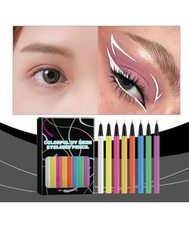  Huyeruie Liquid Eyeliner - Colored Eyeliner with Glitter | UV Neon Liquid Eyeliner Set | Graphic Pigmented Glitter Cases | 8-Color Neon Liquid Eyeliner Pen | Makeup Supplies - Buy Online on GoSupps.com