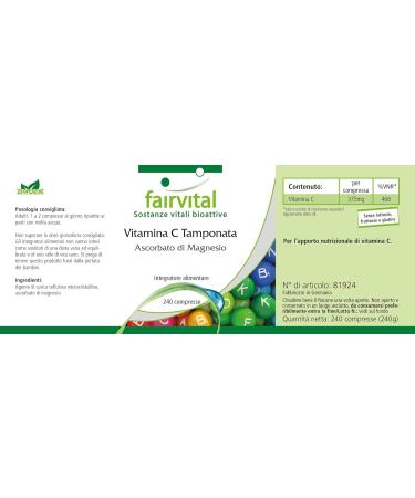 Fairvital | Vitamine C comme l'ascorbate de magn sium - boite de 8 mois - VEGAN - 240 comprim s - facile sur l'estomac - Buy Online on GoSupps.com