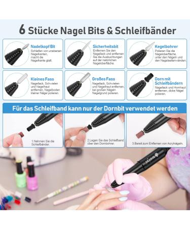 Buy Weyi Nail Miller Set - Electric Nail File & Grinder Low Vibration Professional Manicure Device with 6 Drilling Sleeves 20 000 RPM | International Shipping - Buy Online on GoSupps.com