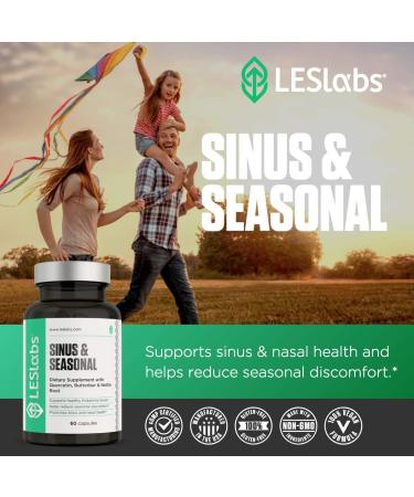 LES Labs Sinus & Seasonal Relief Supplement - 60 Capsules | Healthy Nasal Health with Butterbur, Quercetin, Nettle Root & Bromelain | Non-GMO Formula for Clear Lungs & Respiratory Health - Buy Online on GoSupps.com
