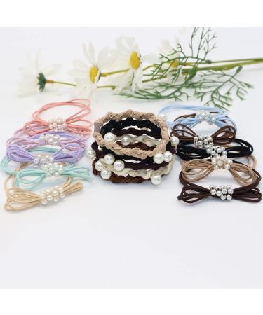 SWIHAITI 30Pcs Pearl Hair Ties Bracelets - Elastic Bands for Women Girls with Thick, Heavy, and Curly Hair - Buy Online on GoSupps.com