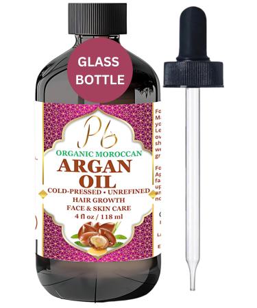 Premium Cold Pressed Unrefined Argan Oil for Hair & Skin Care - Organic Moroccan Argan Oil for Moisturizing Anti-Aging & Hair Growth - 4 fl oz Glass Bottle - Buy Online on GoSupps.com