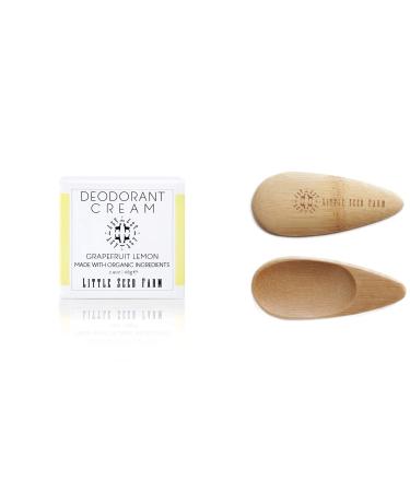 Little Seed Farm All Natural Deodorant Cream Aluminum Free Deodorant for Women or Men 2.4 Ounce - Grapefruit Lemon + Applicators Bundle
