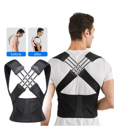 Back Straightener Posture Corrector Adjustable Brace for Upper Back Support (Black Large) Large Black - Buy Online on GoSupps.com