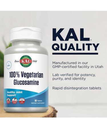 KAL 100% Vegetarian Glucosamine 1000 mg Joint Health Supplement with Vegan Glucosamine HCl Joint Support for Comfort and Mobility Made Without Shellfish 60-Day Guarantee 60 Servings 60 Tablets - Buy Online on GoSupps.com