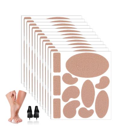 Vin Beauty Moleskin Tape Blister Bandages Pack for Feet 12 Sheets Moleskin for Blisters 132Pcs Various Shapes Blister Prevention Adhesive Pads High Heel Comfort Pads for Feet Protection Skin Color