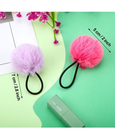 Pom Ball Elastic Hair Ties - 20 Pieces Fluffy Ponytail Holders in 10 Colors - Cute Hair Bands for Women, Girls, and Kids - Hair Accessories - Buy Online on GoSupps.com