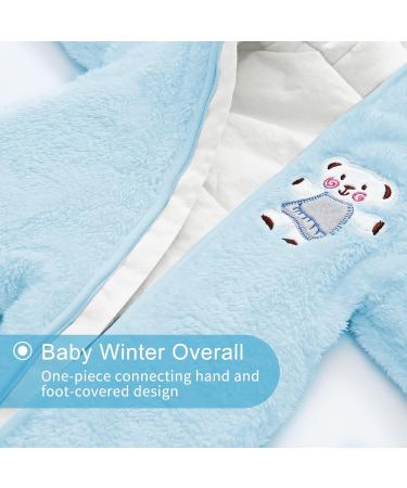 Vine Baby Hooded Fleece Romper Snowsuit Blue 0-3 Months | Infant Footed Jumpsuit Outfit - Buy Online on GoSupps.com