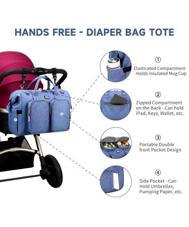 Pomelo Waterproof Diaper Bag with Stroller Hooks & Adjustable Strap | Blue Violet Multifunctional Travel Bag for Baby On-The-Go - Buy Online on GoSupps.com