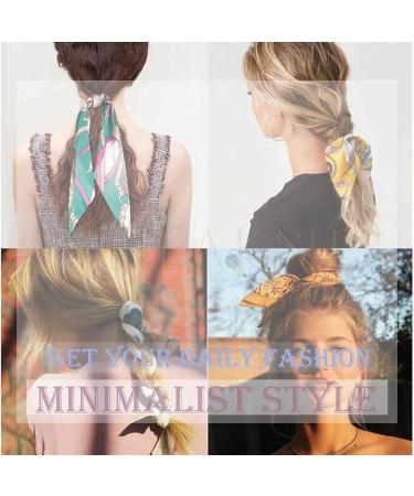 Yheakne Silk Hair Scarf Tie Chiffon Long Ponytail Holder Scrunchies Silk Long Tail Hair Band Vintage Bandana Hair Scrunchy for Women and Girls (Blue) - Buy Online on GoSupps.com