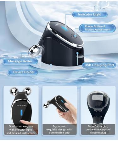 Buy 5-in-1 Microcurrent Facial Device - Multifunctional Face Massager & Roller for Radiant Skin - Glossy Black - International Shipping Available - Buy Online on GoSupps.com
