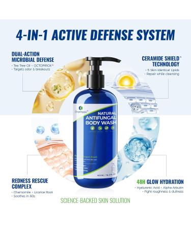 CHARMPOO Natural Antifungal Body Wash: Tea Tree & Aloe Vera Formula for Itchy Sweaty Skin Fights Athlete s Foot Jock Itch Ringworm Sensitive Skin Safe (16.3 FL OZ) - Buy Online on GoSupps.com