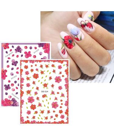 JMEOWIO 9 Sheets Spring Flower Nail Art Stickers Decals Self-Adhesive Leaves Nail Supplies Nail Art Design Decoration Accessories - Buy Online on GoSupps.com