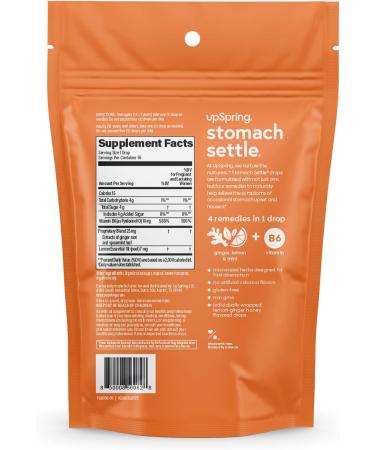 UpSpring Stomach Settle Drops - 55 Ct for Nausea Relief, Morning Sickness - Ginger, Lemon, Spearmint, B6 - Individually Wrapped (Packaging May Vary) - Buy Online on GoSupps.com