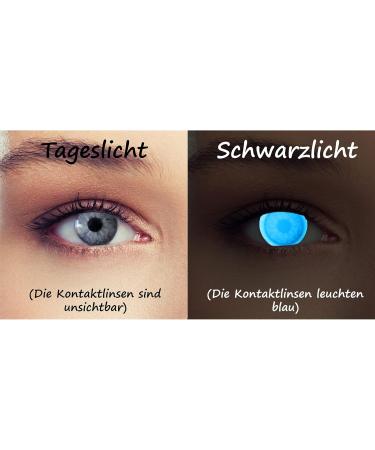 Shop Bright Blue Halloween 'The Purge' UV Contact Lenses | Invisible Daylight Effect | Glowing Blue Costume Accessory - 1 Pair - Buy Online on GoSupps.com