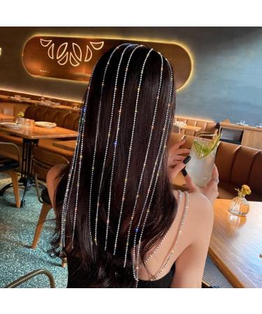 Full Rhinestone Headband for Women Long Tassel Crystal Hair Wedding Accessories Jewelry - Buy Online on GoSupps.com