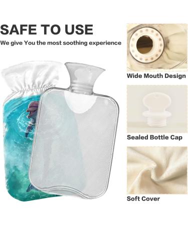 Buy Naanle Watercolor Dolphin Hot Water Bottle - 2L Transparent Large Heat & Cold Therapy Bottle for Pain Relief | Ideal for Bed Hands & Feet - Buy Online on GoSupps.com