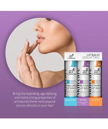 ArtNaturals Lip Balm Serum Trio - Hyaluronic, Retinol, Vitamin C - Chapstick for Dry, Chapped Lips - Lip Repair - 3 x .15 Oz - Buy Online on GoSupps.com