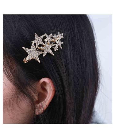 Inilbran Wedding Rhinestone Star Hair Clip Barrette Vintage Crystal Star Hair Barrette Gold Cz Crystal Hair Clip Hairpin Decorative Paved Cz Star Head Clip Shine Bride Hair Accessories for Women