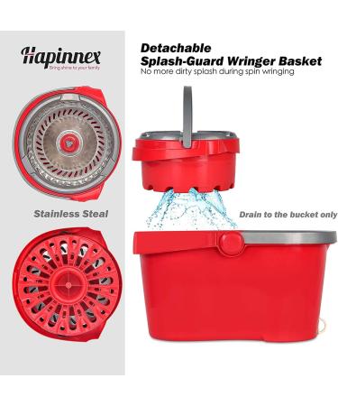 HAPINNEX Spin Mop and Bucket Set - Home Kitchen Floor Cleaning - Wet/Dry Usage on Hardwood & Tile - Self-Balanced Wringer System - 2 Microfiber Mop Heads - Buy Online on GoSupps.com
