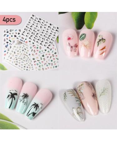 4 Pieces Self-Adhesive Palm Tree Nail Stickers - Summer-Inspired DIY Nail Art for Stylish Fingernails - Buy Online on GoSupps.com