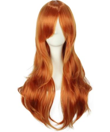 Colorful Panda 28 Inch Long Curly Full Hair Wig with Side Bangs for Women - Ginger Orange | Anime Cosplay Halloween Costume Party - Buy Online on GoSupps.com