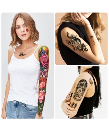 Temporary Tattoo Set for Men and Women - 55 Waterpoof and Realistic Designs - Full Arm, Half Arm, and Tiny Tattoos - Long-Lasting Body Stickers for Adults and Kids - Buy Online on GoSupps.com