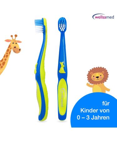 Wellsamed Fantasy 1 Children's Toothbrush - Ideal for Ages 0-2 (Blue-Green 12 Pack) | International Shipping Available - Buy Online on GoSupps.com