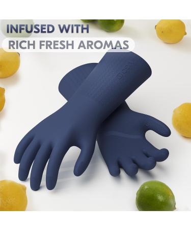 Vgo Lined Cleaning Gloves - Latex Free, Antislip, Reuseable Household Gloves in TPE - Super Thicker, Multifunctional Kitchen, Bathroom, Gardening Gloves - 1 Pair Large (Dark Blue) - Buy Online on GoSupps.com