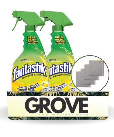 Fantastik Lemon Scent Multi-Purpose Cleaner Spray 32 oz Bundle with Microfiber Cloth - Multi-Surface Cleaner - Cuts Grease & Grime - Disinfecting Action for a Spotless Home - (6 Items)