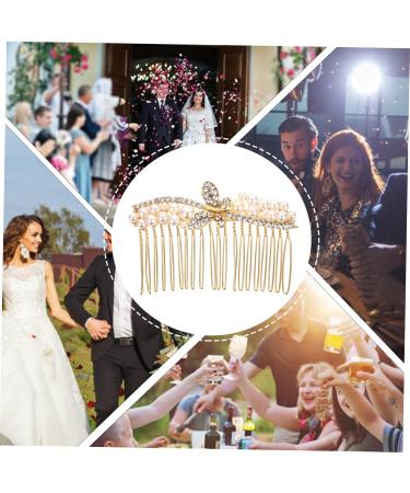 Beaupretty Bridal Hair Pin alloy rhinestone hair gold headpiece gold hair clip wedding headpiece for bride crystal hair gold bride rhinestone hair bridal headpiece bride hair Gold - Buy Online on GoSupps.com