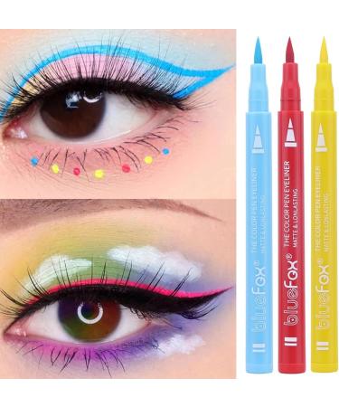Colored Liquid Eyeliner Set - Rainbow Liquid Eyeliner Matte - Smudge Proof Waterproof Neon Eyeliner Pencil Set 12 Colors Pigmented Eye Liner for Face and Body Paint Pochy - Buy Online on GoSupps.com
