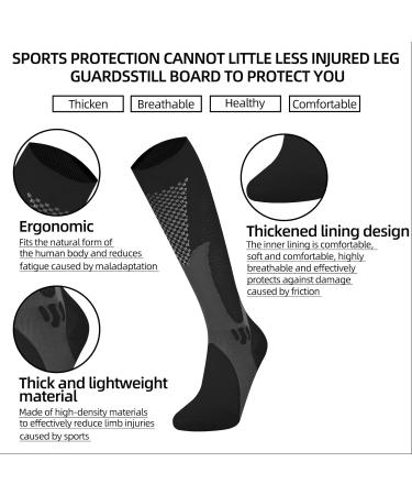 Best Compression Stockings for Men & Women - 20-30 mmHg Support Socks (2 Pairs) - Knee-High Travel Sports & Running - S/M Deep Black - Buy Online on GoSupps.com