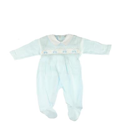 Glamour Girlz Super Soft Cotton Baby Boys Sleepsuit All in One Babygro Blue Smocked Cars 3-6 Months Blue