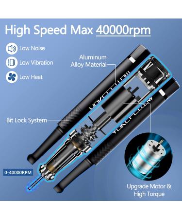 Professional Portable 40000RPM Nail Drill Machine for Acrylic Nails Black - Buy Online on GoSupps.com