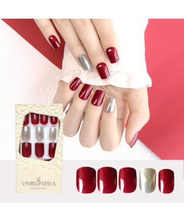 Buy 30 Pcs Red Artificial Nails Set - Acrylic Stick On Fingernails Tips for Girls | DS-29 - Buy Online on GoSupps.com
